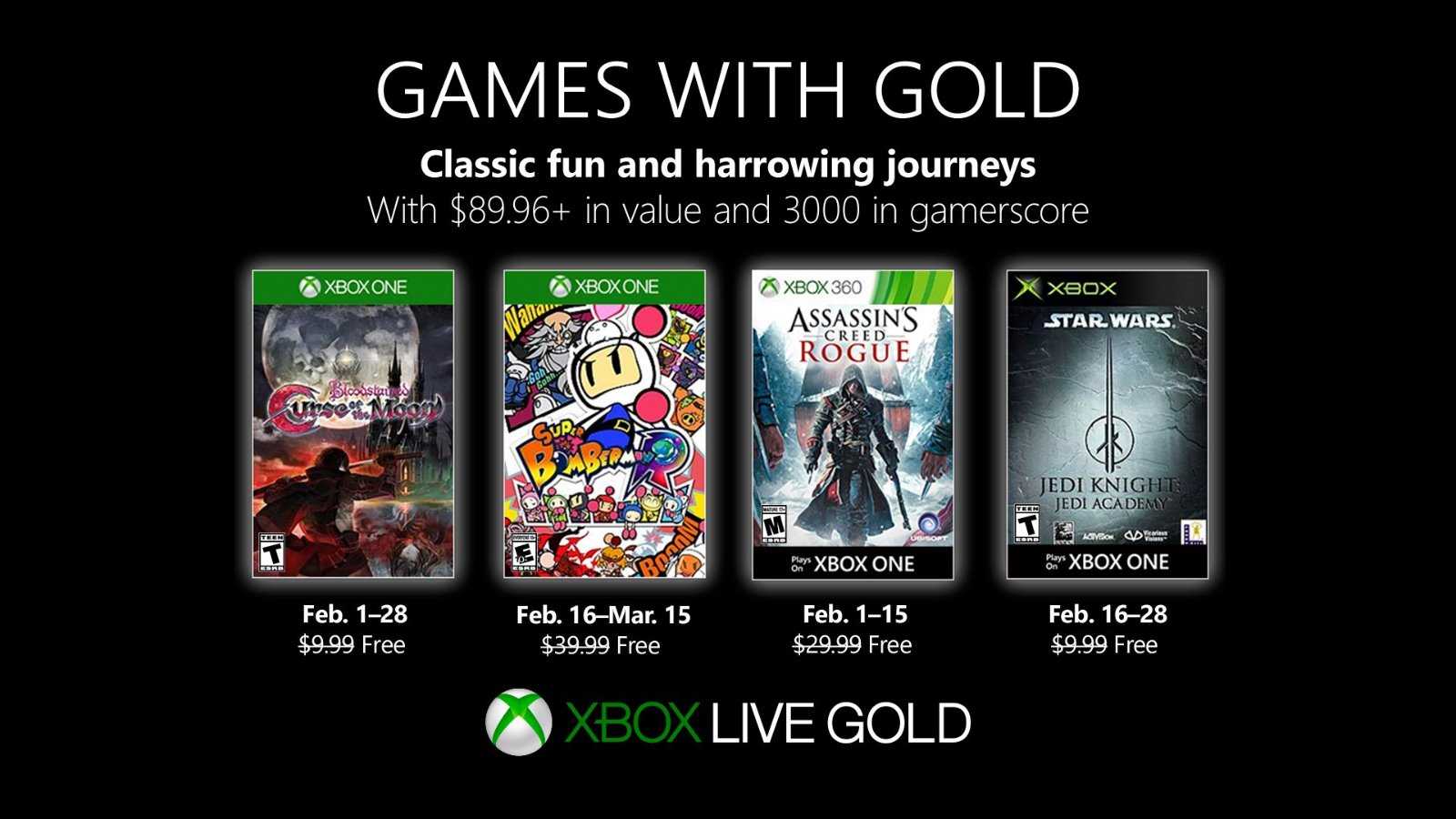 Games With Gold: Bloodstained, Assassin’s Creed Rogue a febbraio