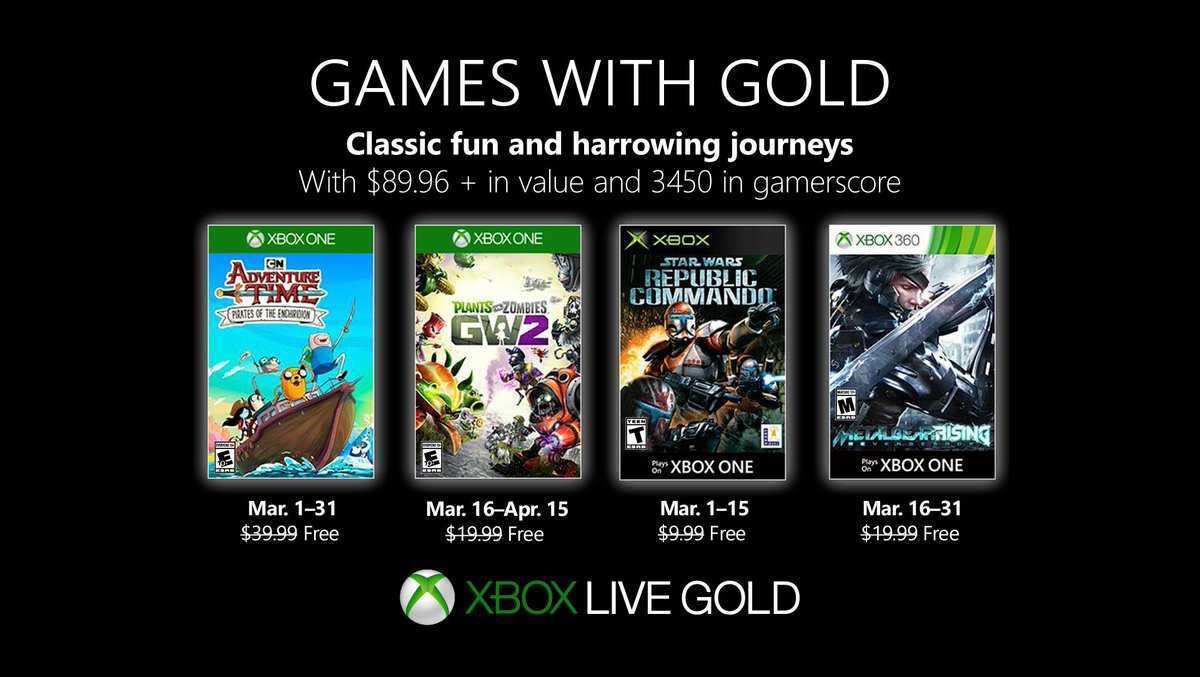Games With Gold: Plants vs Zombies GW 2, Metal Gear Rising a marzo