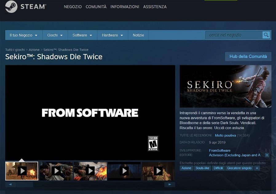 Immagine di Sekiro: Steam cambia la data d'uscita ad oggi 9 aprile