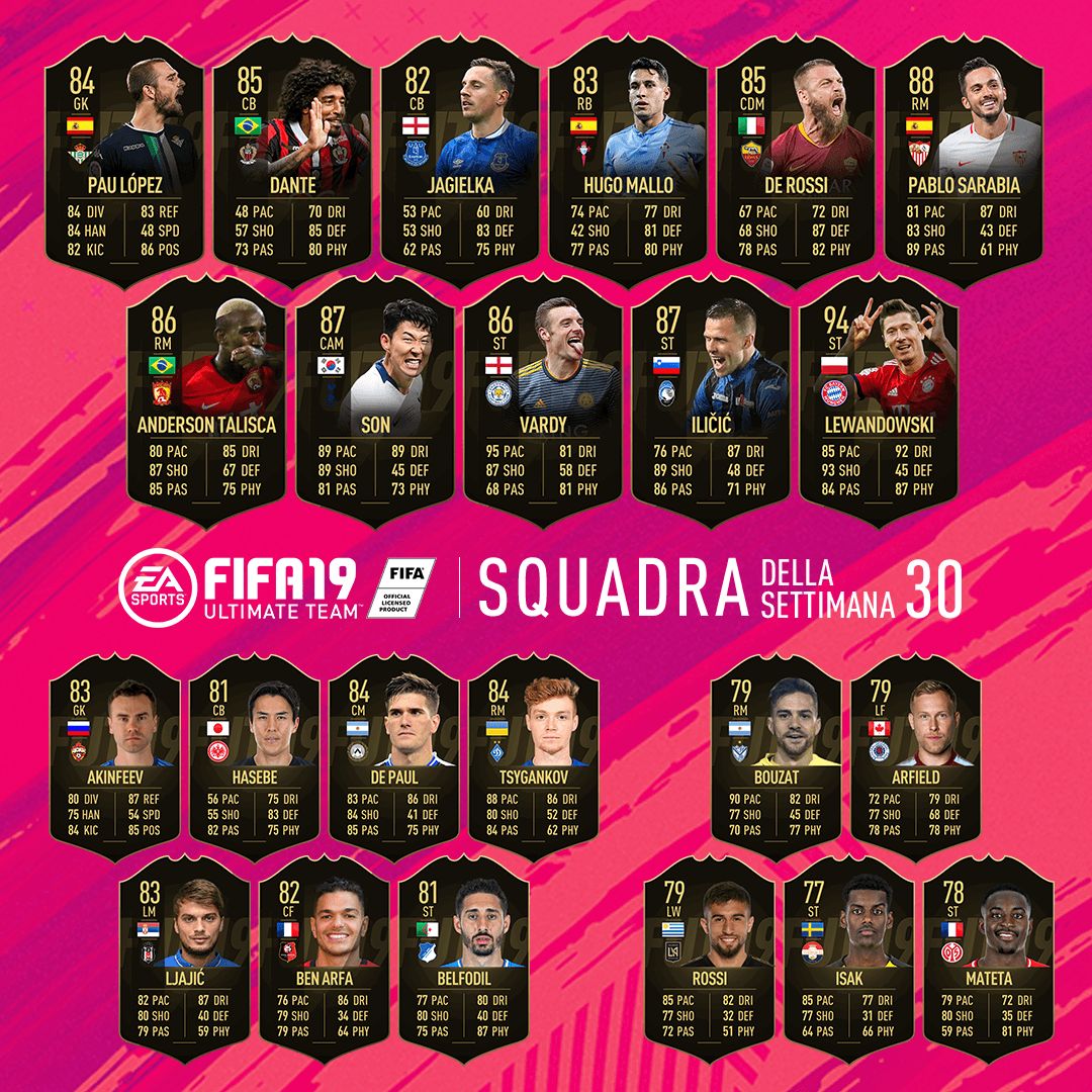 FIFA 19 Ultimate Team: De Rossi, Ilicic e De Paul nella TOTW #30