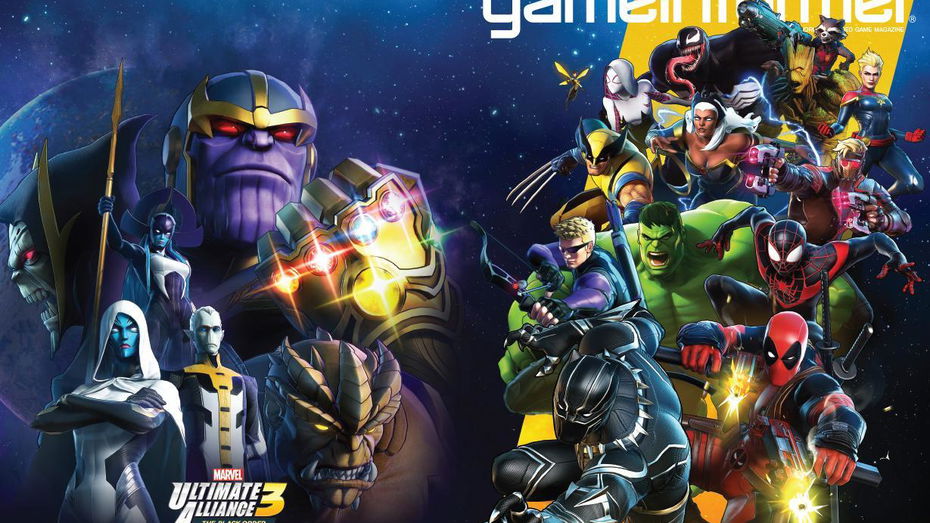 Immagine di Marvel Ultimate Alliance 3: The Black Order in copertina su Game Informer