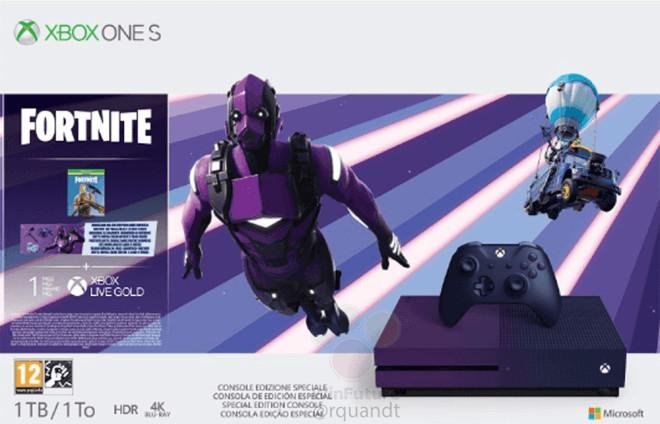 Immagine di Xbox One S, spunta una console viola di Fortnite