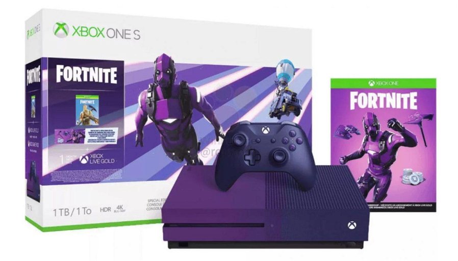 Immagine di Fortnite: un leak della Xbox One S viola a tema