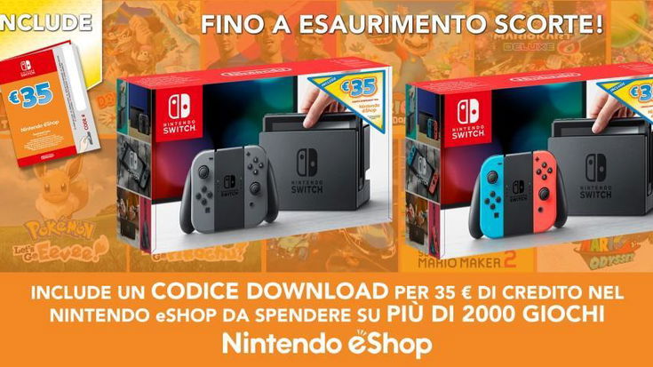 Nintendo Switch: arriva il bundle che include 35 euro di credito per eShop