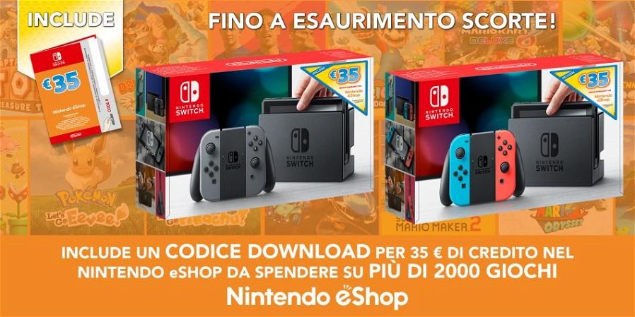 Immagine di Nintendo Switch: arriva il bundle che include 35 euro di credito per eShop