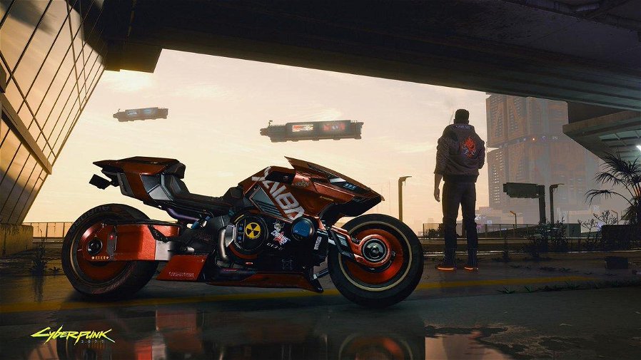 Immagine di Cyberpunk 2077 mostra la motocicletta Yaiba Kusanagi