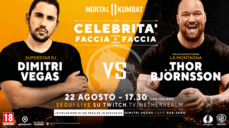 Mortal Kombat 11: Il DJ Dimitri Vegas e La Montagna di Game Of Thrones in un testa a testa a Gamescom 2019