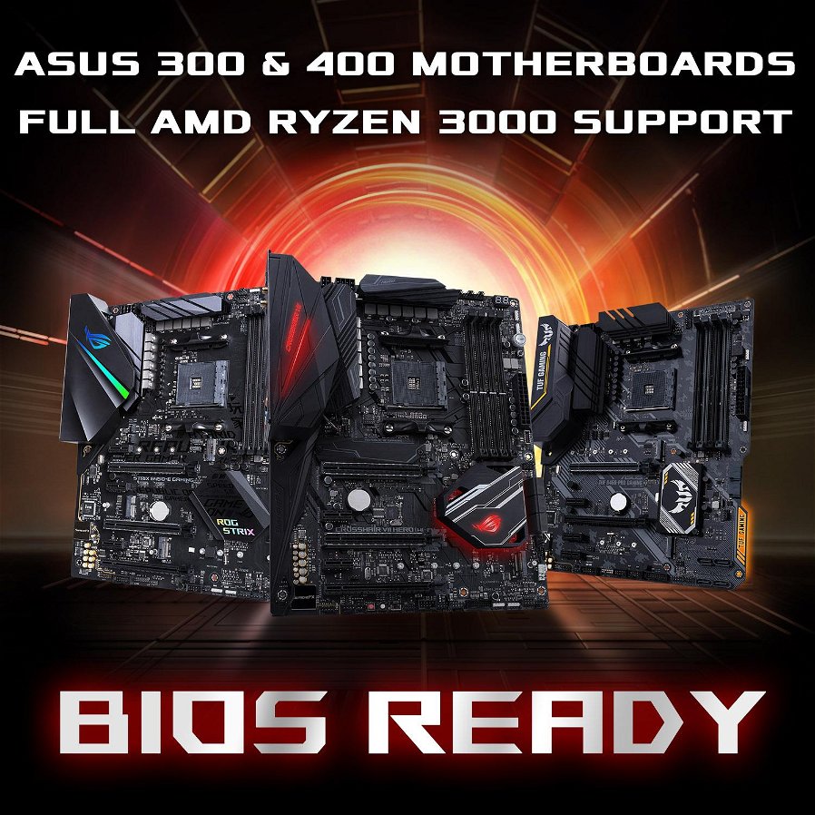 Immagine di Schede madri ASUS AM4 300 e 400 compatibili con i processori AMD Ryzen 3000
