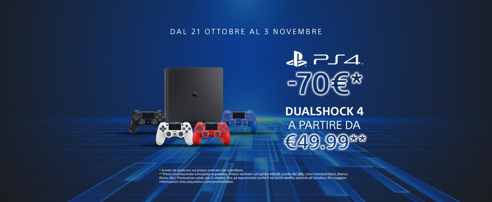 Sconti PlayStation su PS4, PS4 Pro e DualShock 4 fino al 3 novembre