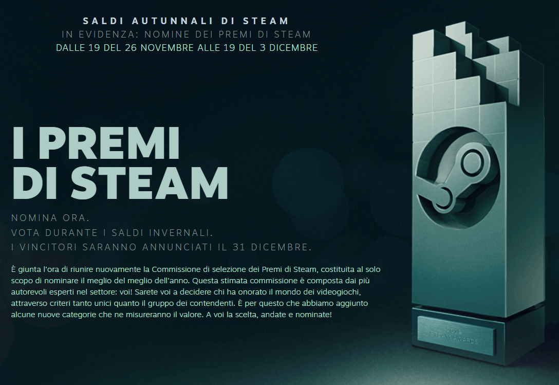 Steam Awards, votate per i premi ai migliori giochi dell'anno