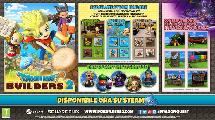 Dragon Quest Builders 2 ora disponibile su Steam