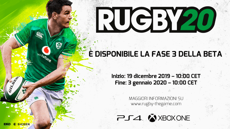 Inizia oggi l'ultima fase della beta di Rugby 20