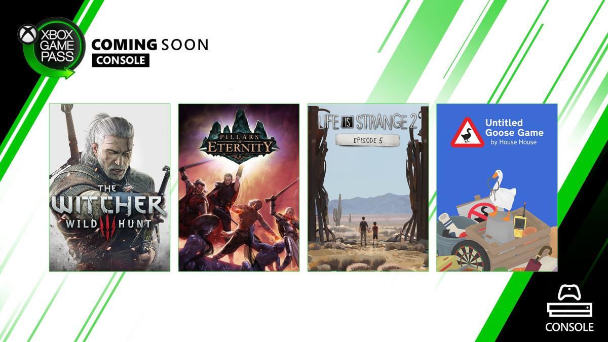 Xbox Game Pass: ecco Untitled Goose Game, Life is Strange 2 Ep. 5, Pillars, The Witcher 3