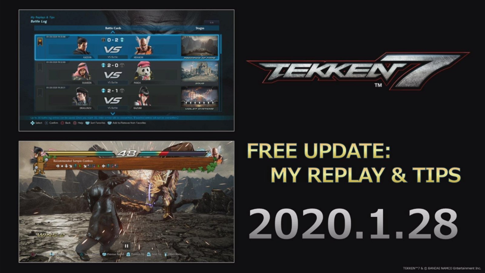 L'update "My Replay & Tips" di Tekken 7 arriverà il 28 gennaio