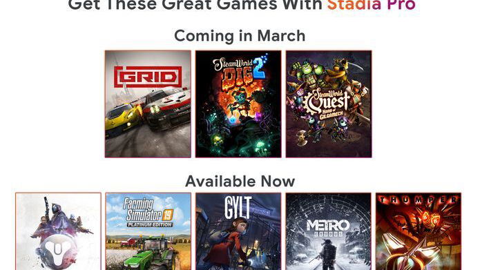 Stadia Pro, disponibili i giochi gratuiti di marzo