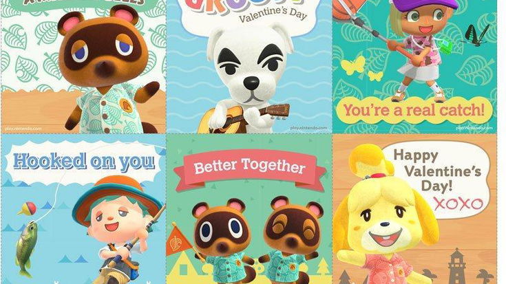 Cosa c'è di meglio, per San Valentino, delle cartoline di auguri di Animal Crossing?