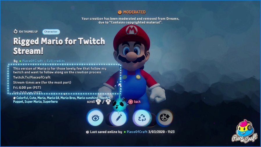 Immagine di Sony sta rimuovendo i contenuti a tema Super Mario da Dreams
