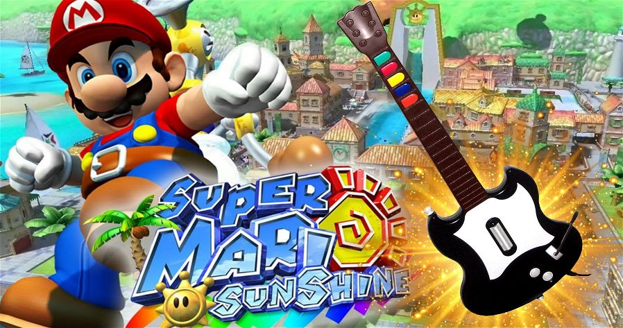 Immagine di Super Mario Sunshine completato utilizzando... la chitarra di Guitar Hero