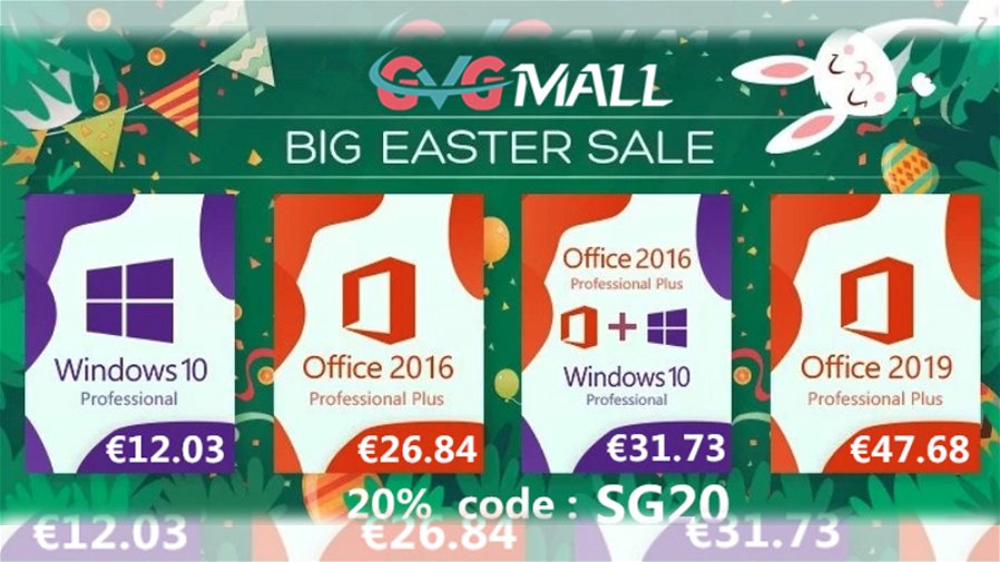 Immagine di Da GVGMall continuano i saldi di Pasqua per Windows e Office