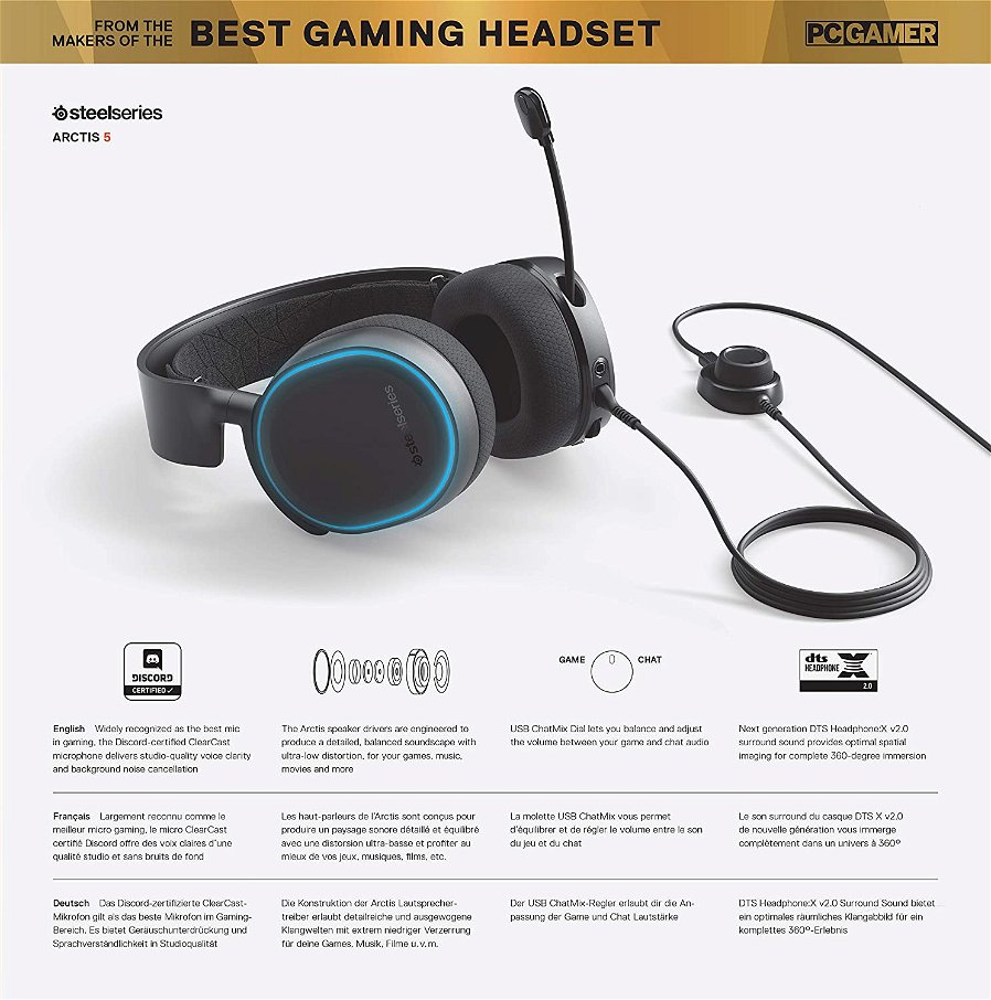Immagine di 18% di sconto sull'headset gaming SteelSeries Arctis 5