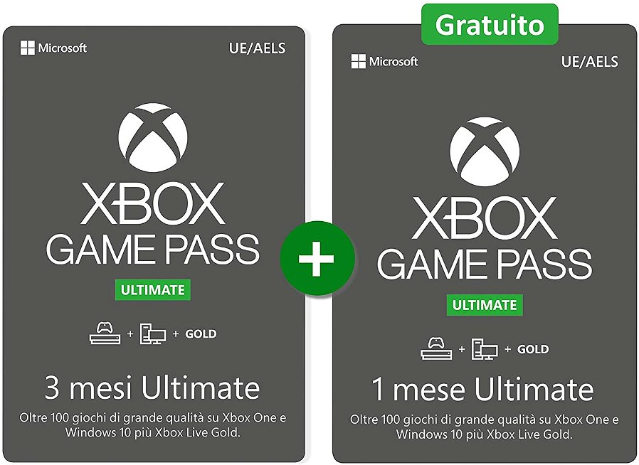 Immagine di Xbox Game Pass Ultimate: 3 mesi + 1 omaggio in offerta su Amazon